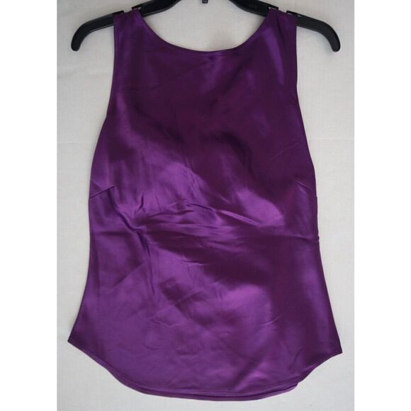 Polo Ralph Lauren Women's Sz 12 Purple Sleeveless Cutout Satin Blouse - Picture 8 of 11